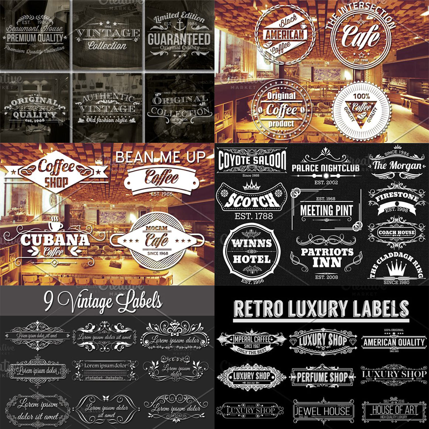 220 Retro Badges and Labels Bundle cover image.