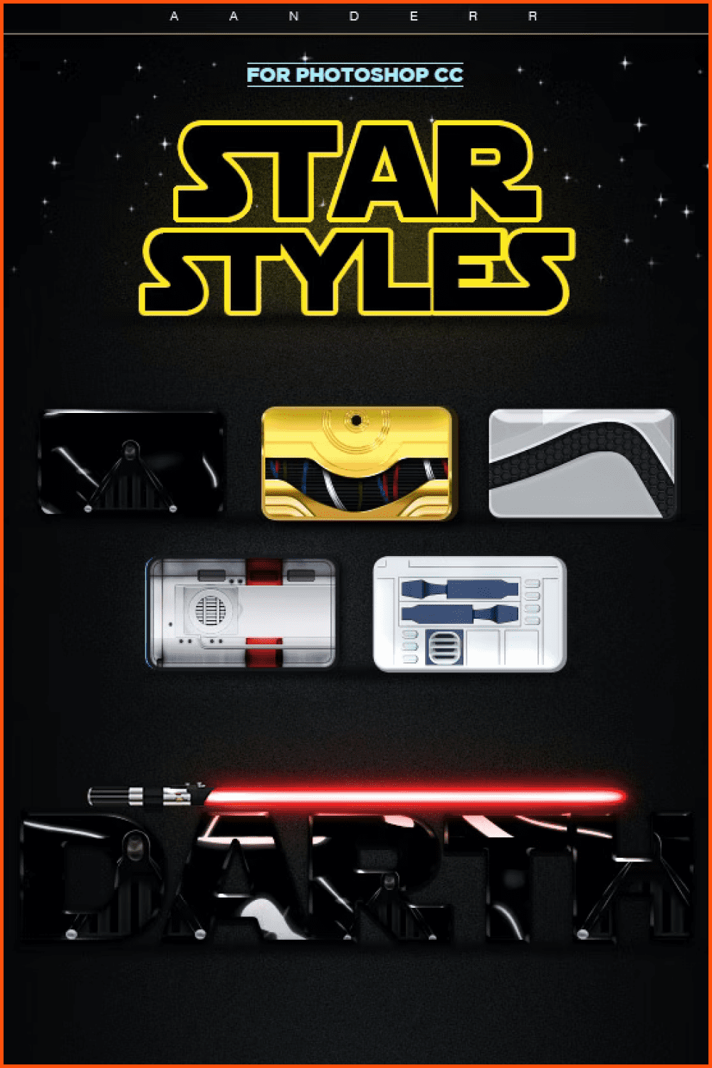 Black theme with red accents. It's perfect for Star Wars. The design alone will convey everything you wanted to say.