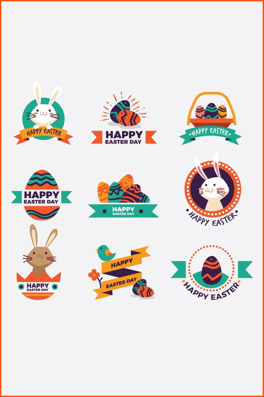 Decorative Easter stickers vintage design.