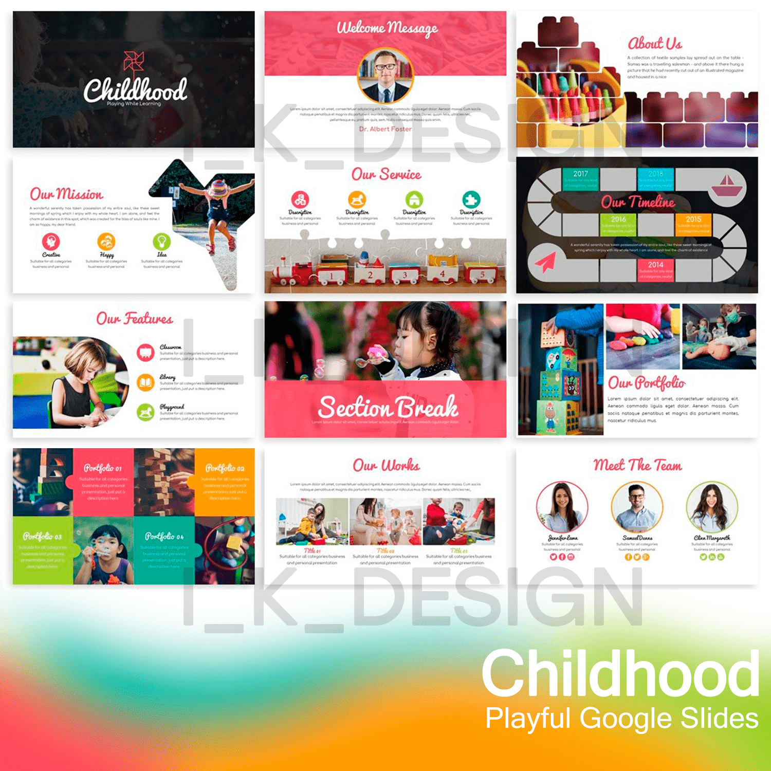 Childhood - Playful Google Slides main cover.