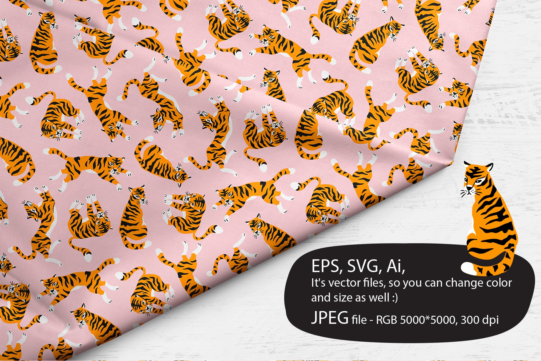 Cute Tigers on Pink Seamless Pattern.