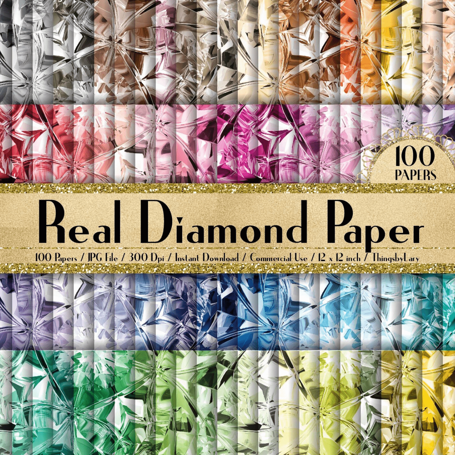 100 Real Diamond Texture Papers 12inch cover.