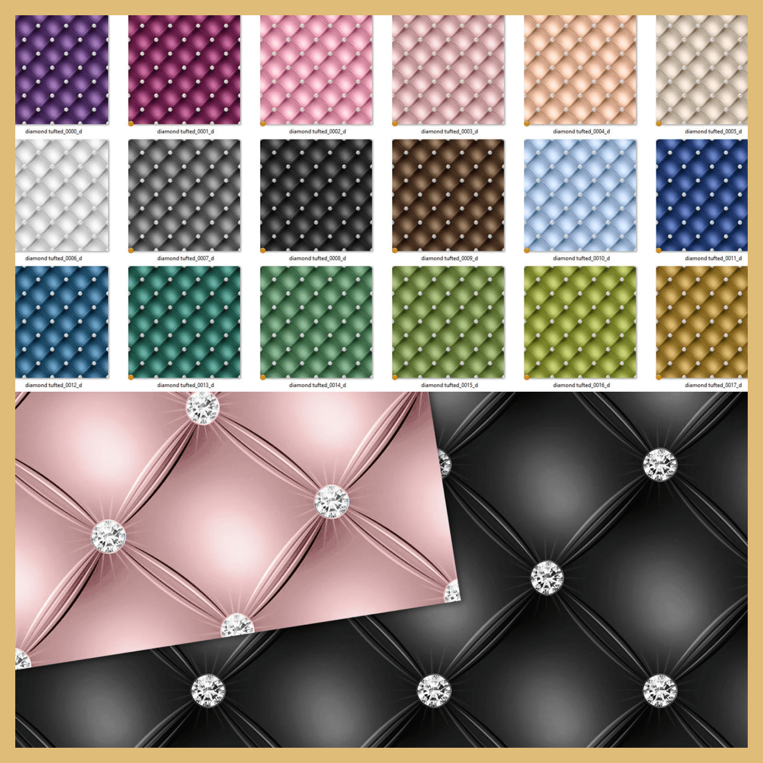 Diamond Tufted Digital Paper - Luxury Quilted backgrounds cover.