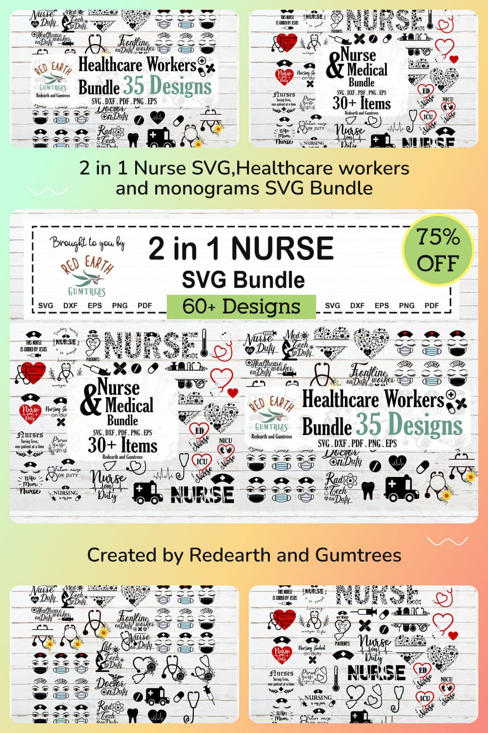 2 in 1 Nurse SVG, Healthcare Workers and Monograms SVG Bundle.