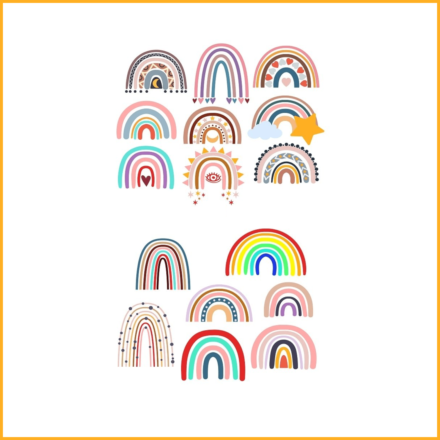 Rainbow svg, Bundle 23 Rainbows, Boho Rainbow svg, Birthday cover.