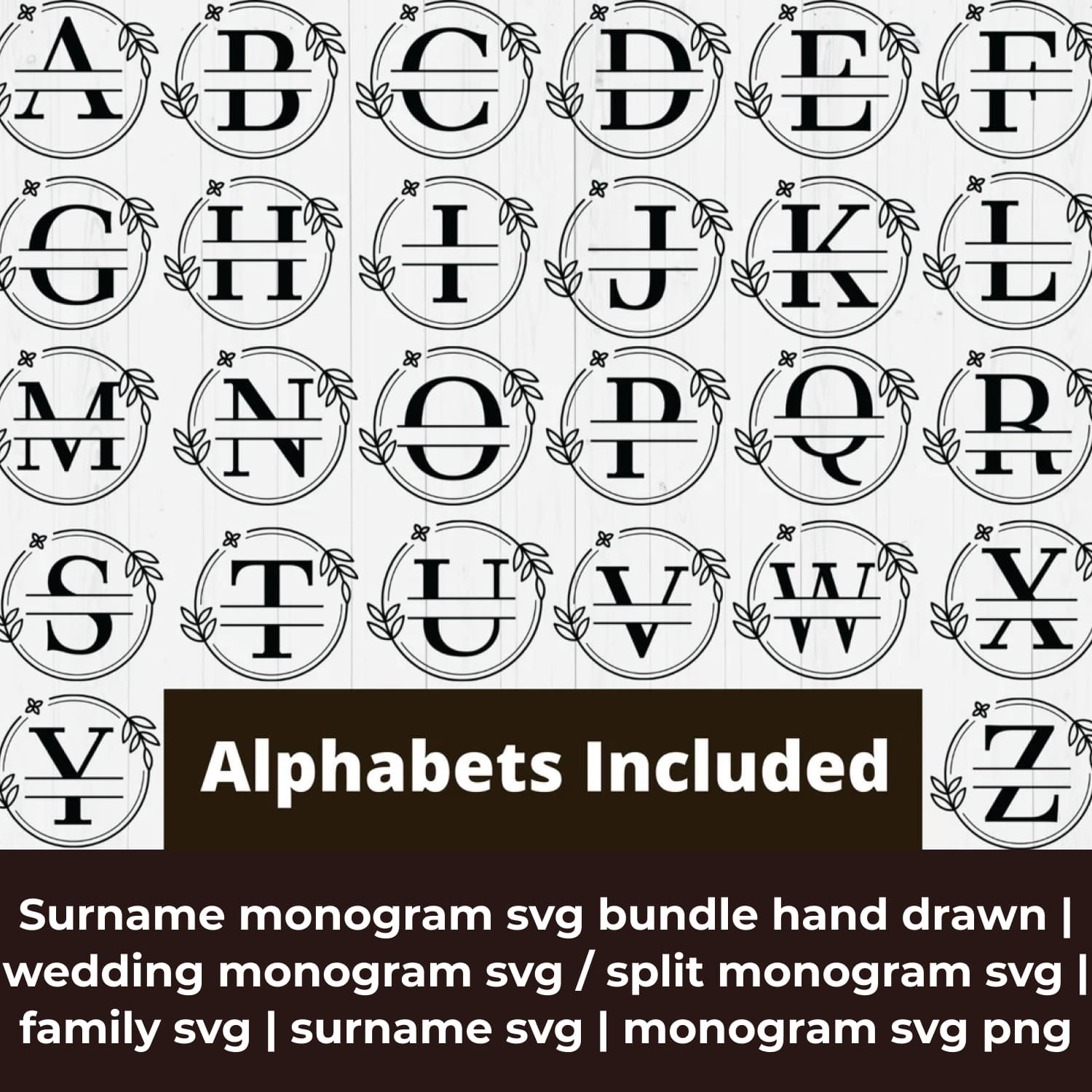 Family name monogram svg bundle hand drawn cover.