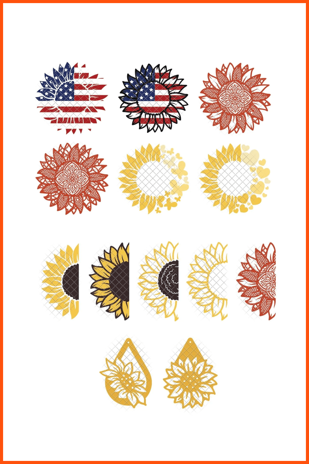 Patriotic sunflower svg file.