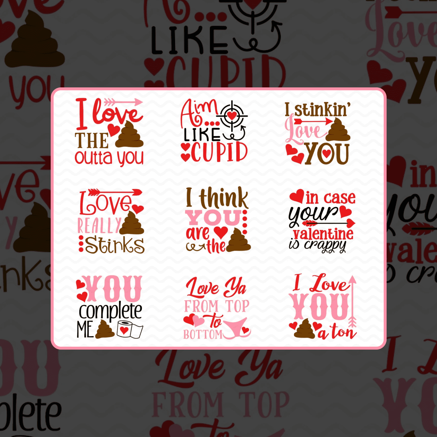 Valentine Toilet paper love lettering clipart cover.