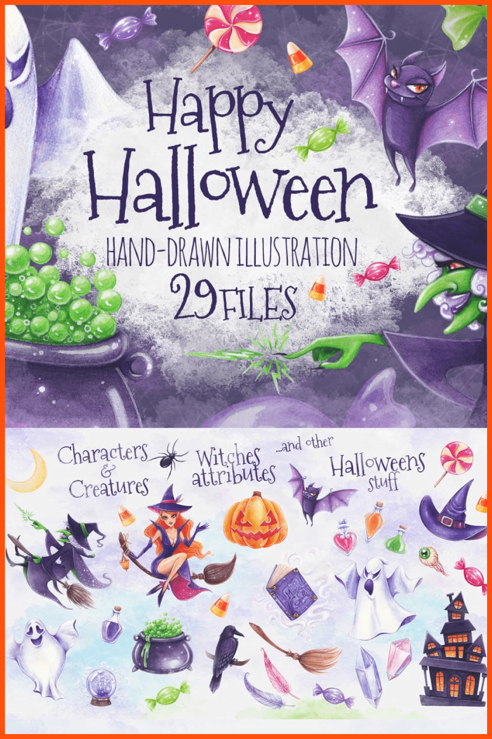 Happy Halloween Bundle: 29 illustrations.