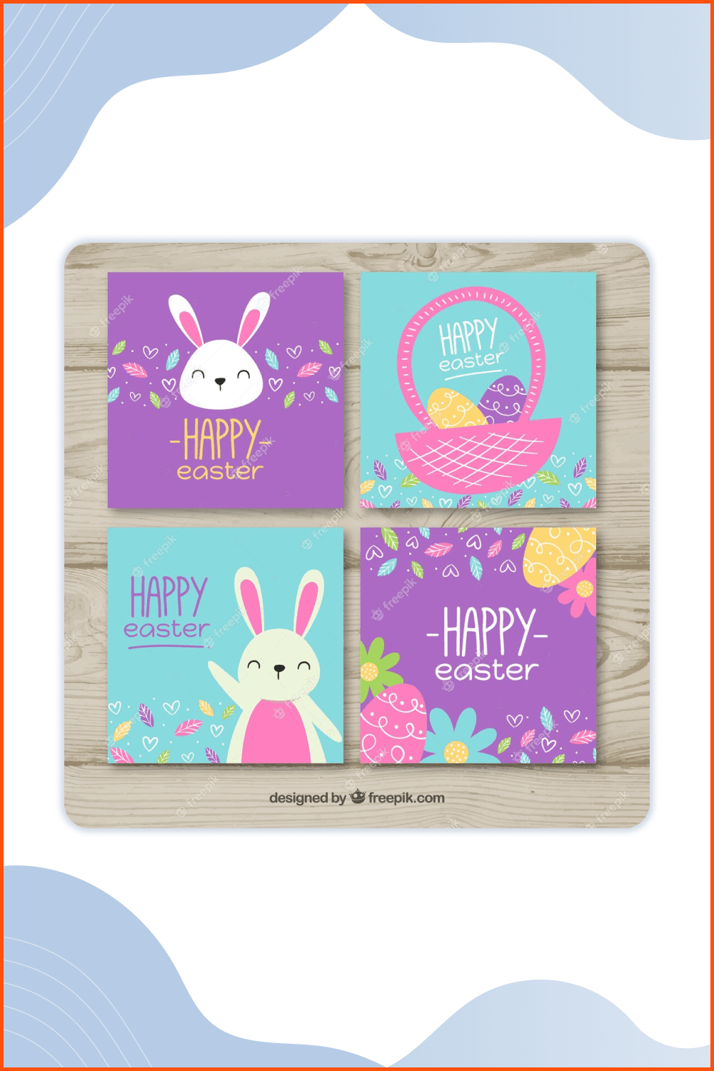 Blue purple Easter card set & Flat Easter card pack.