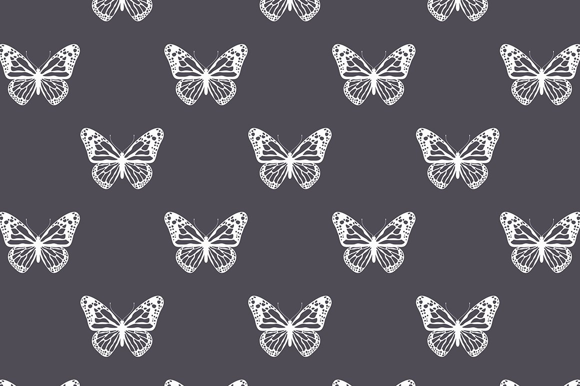 Butterflies. Seamless Patterns Set.
