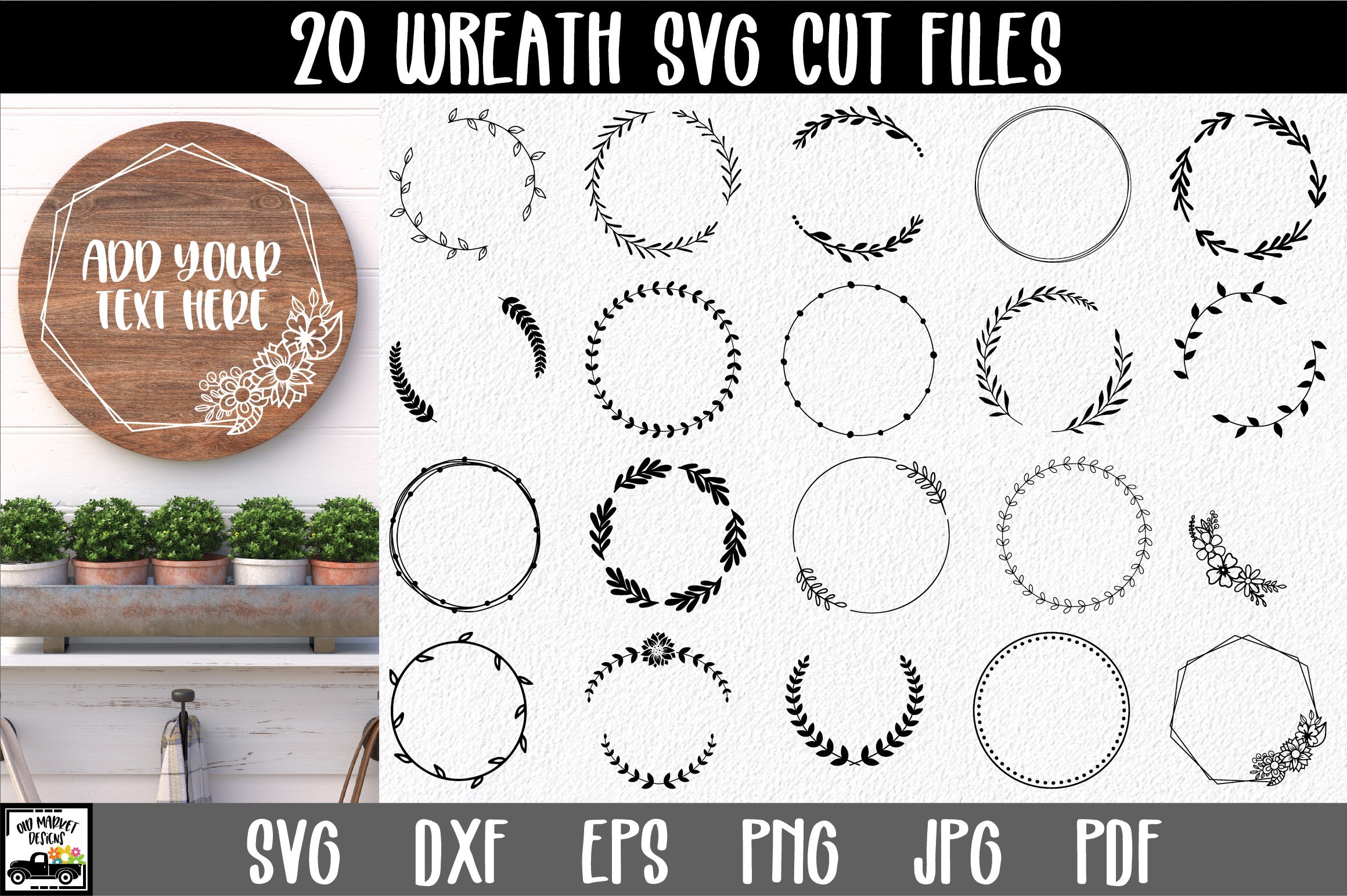 Wreath SVG cut files.