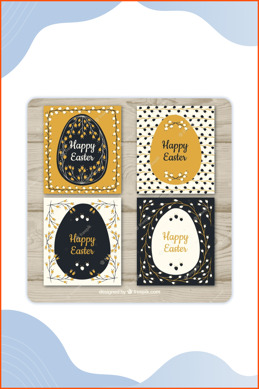 Black gold easter day card collection.