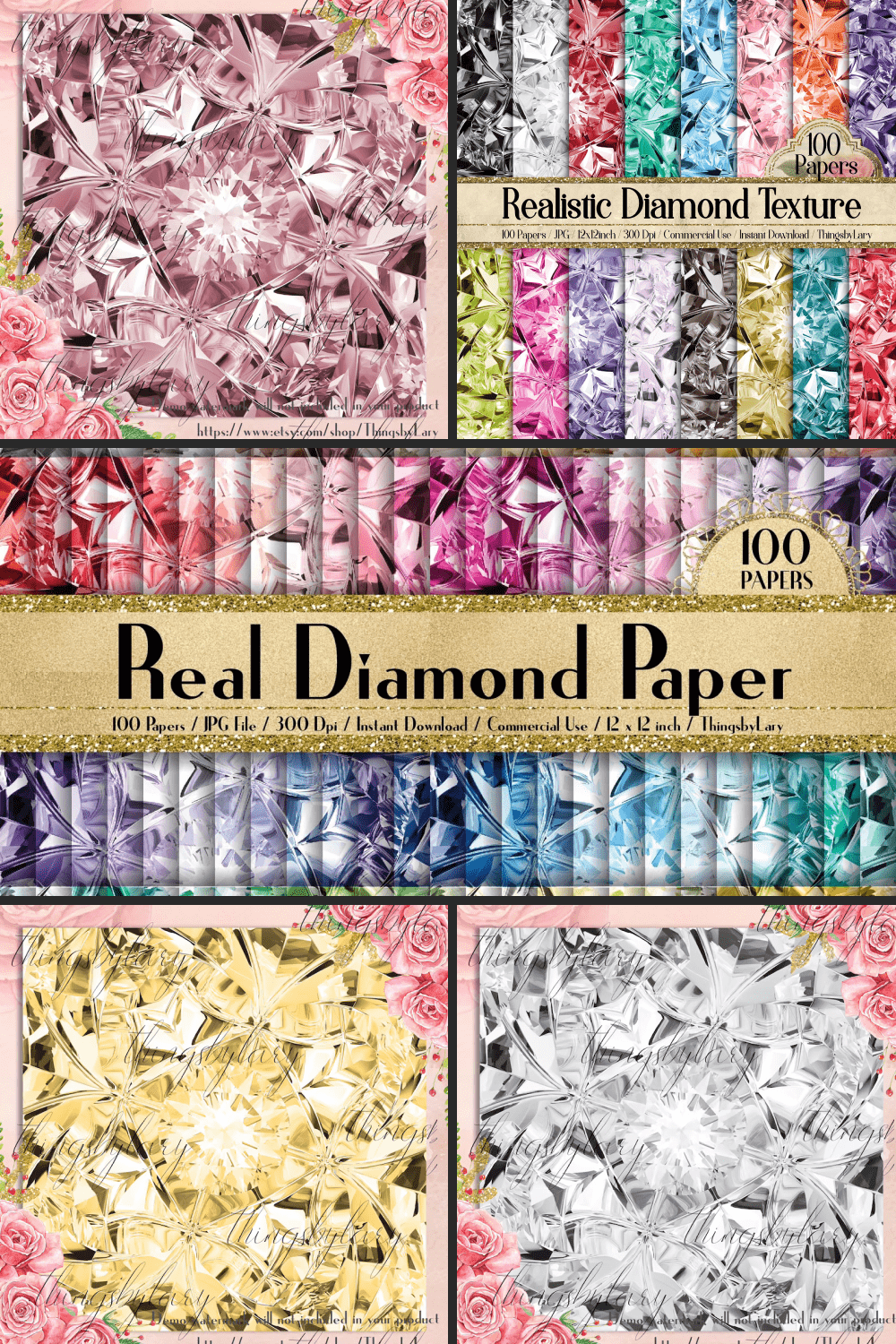 100 Real Diamond Texture Papers 12inch.