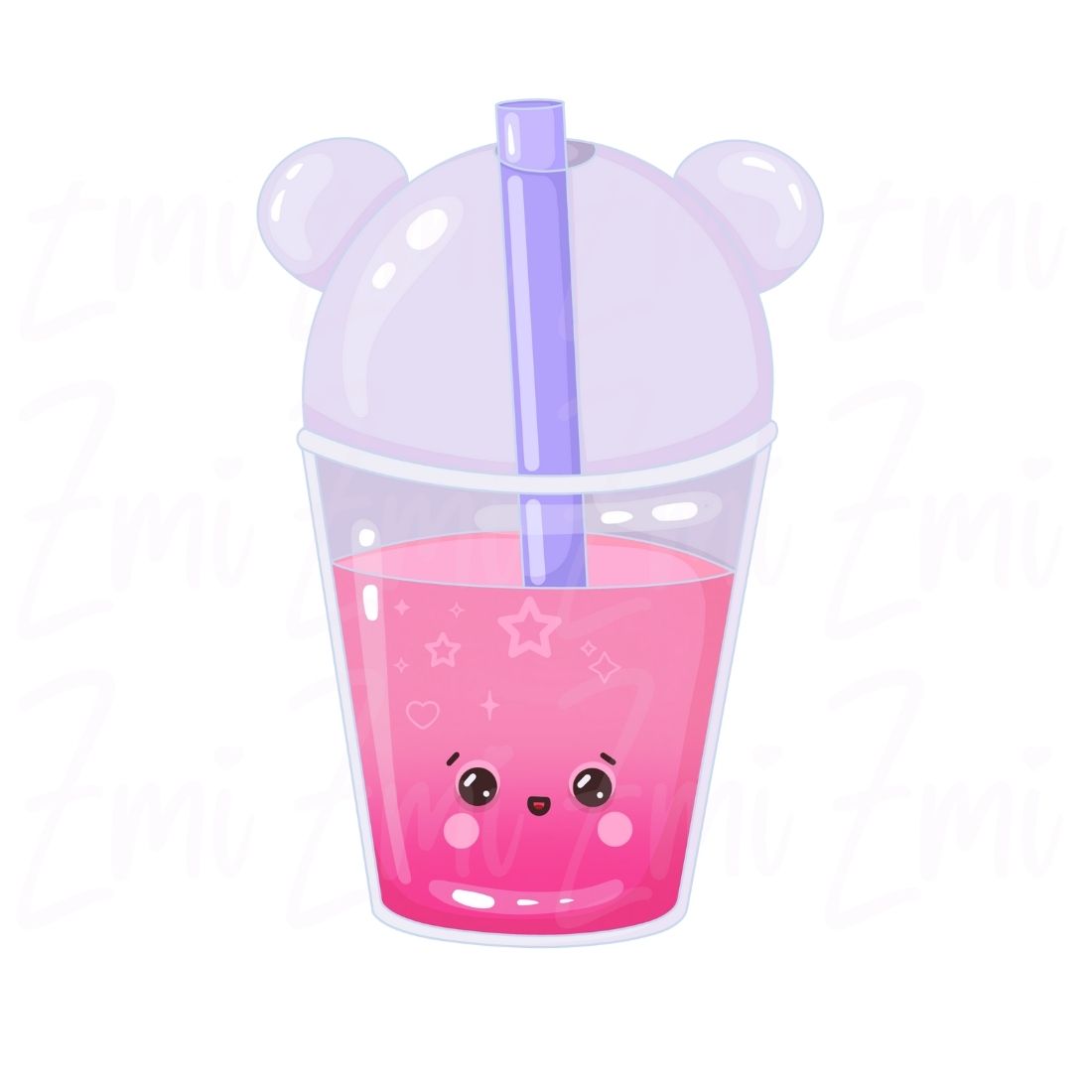 Cute Kawaii Drinks Bubble Tea Illustration PNG