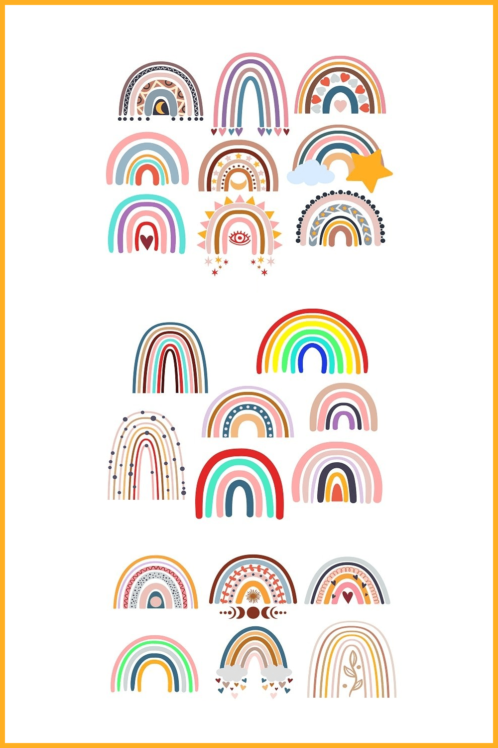 Rainbow SVG, Bundle 23 Rainbows, Boho Rainbow SVG, Birthday.
