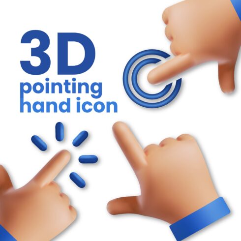 3d hand click icons vector design