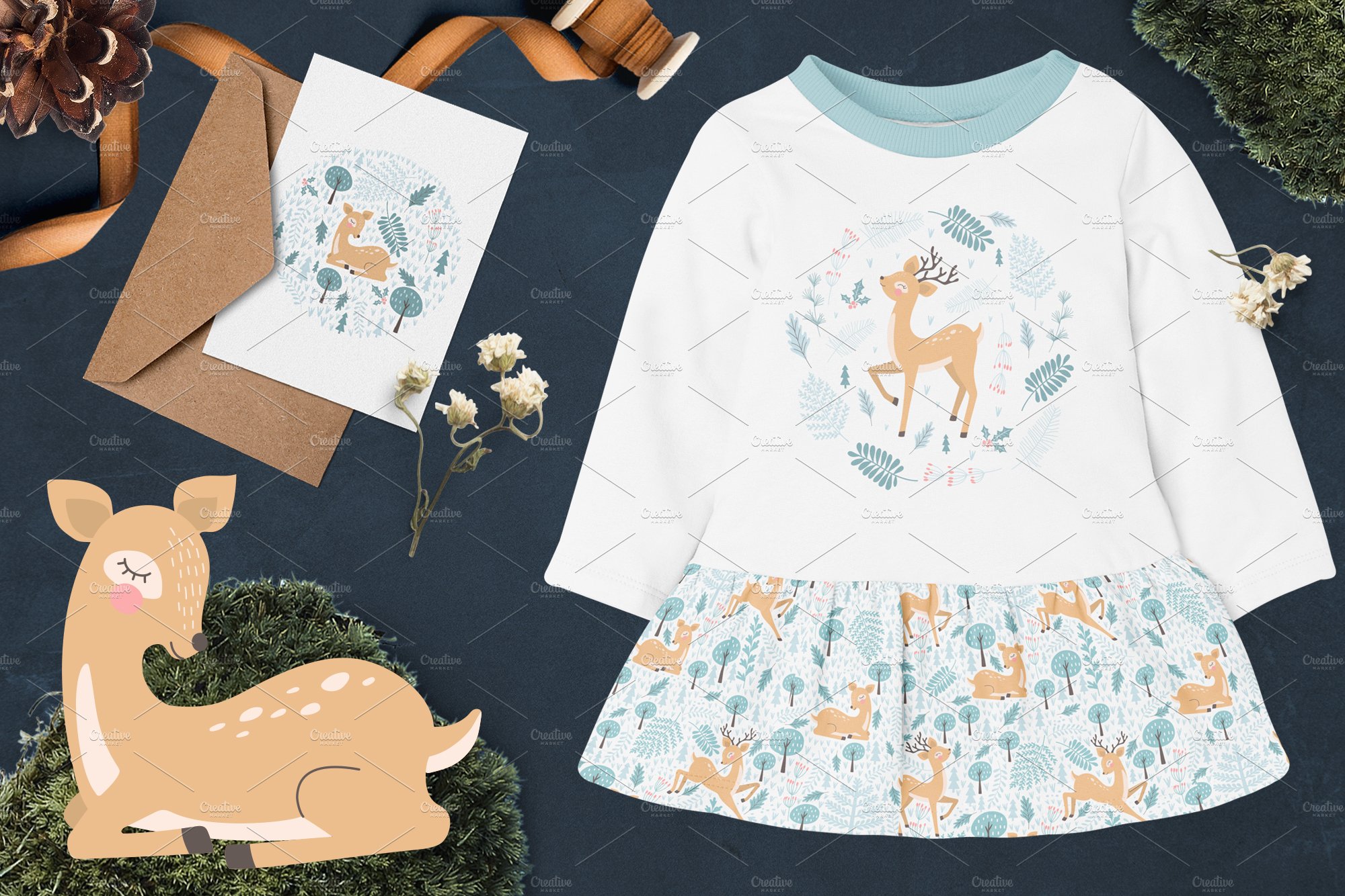 Deer Patterns, Posters, Clipart.