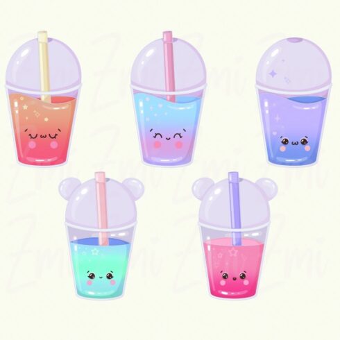 Cute Kawaii Drinks Bubble Tea Illustration PNG - MasterBundles