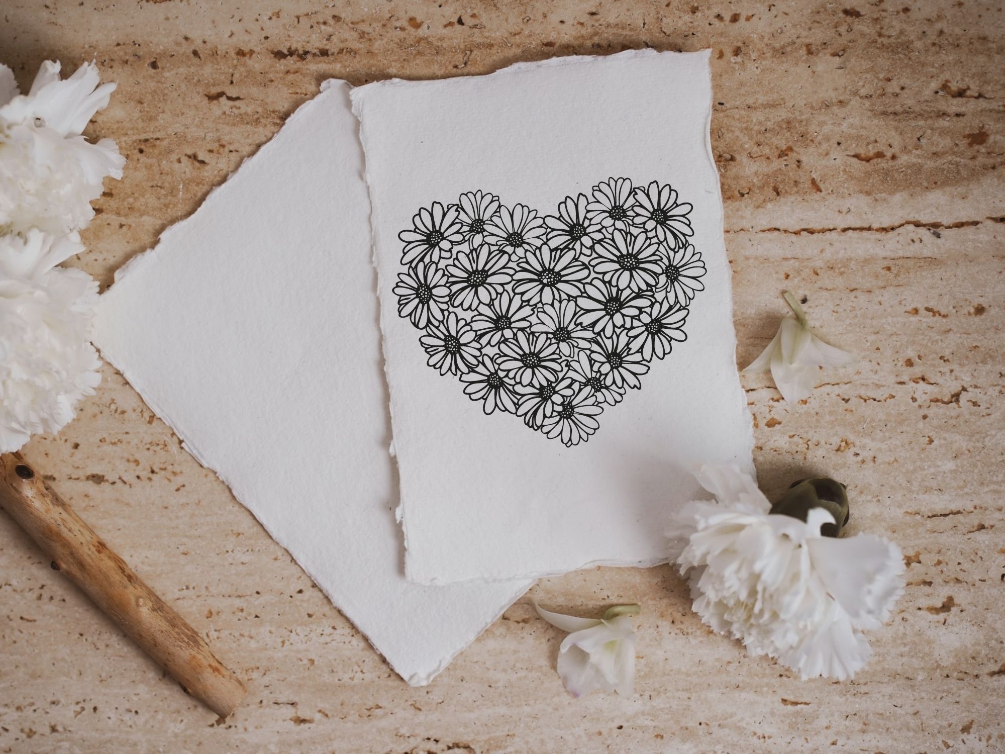 Valentine Flower Heart with Daisy SVG