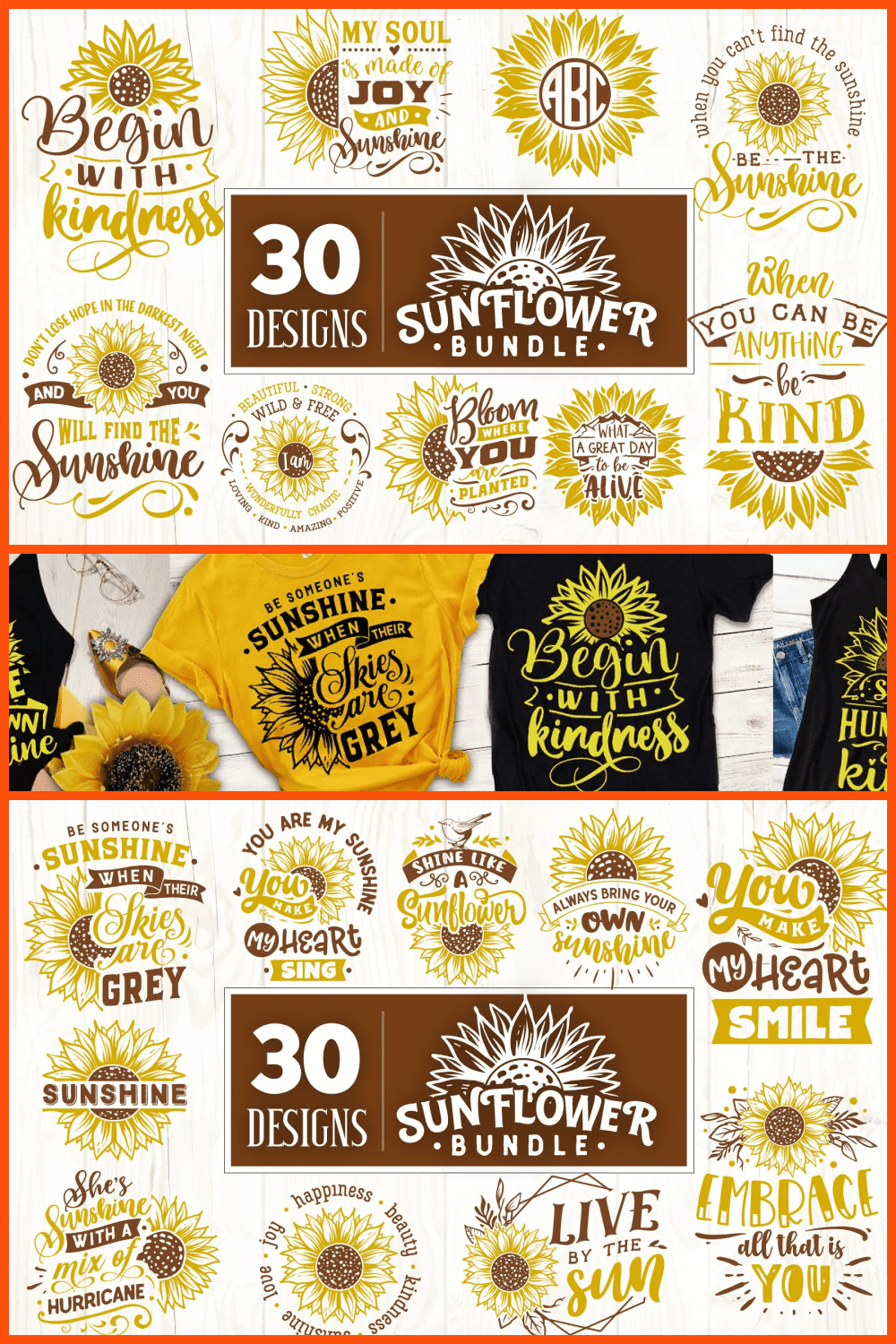 Sunflower SVG Bundle 30 Designs Sunshine SVG Bundle | Master Bundles.