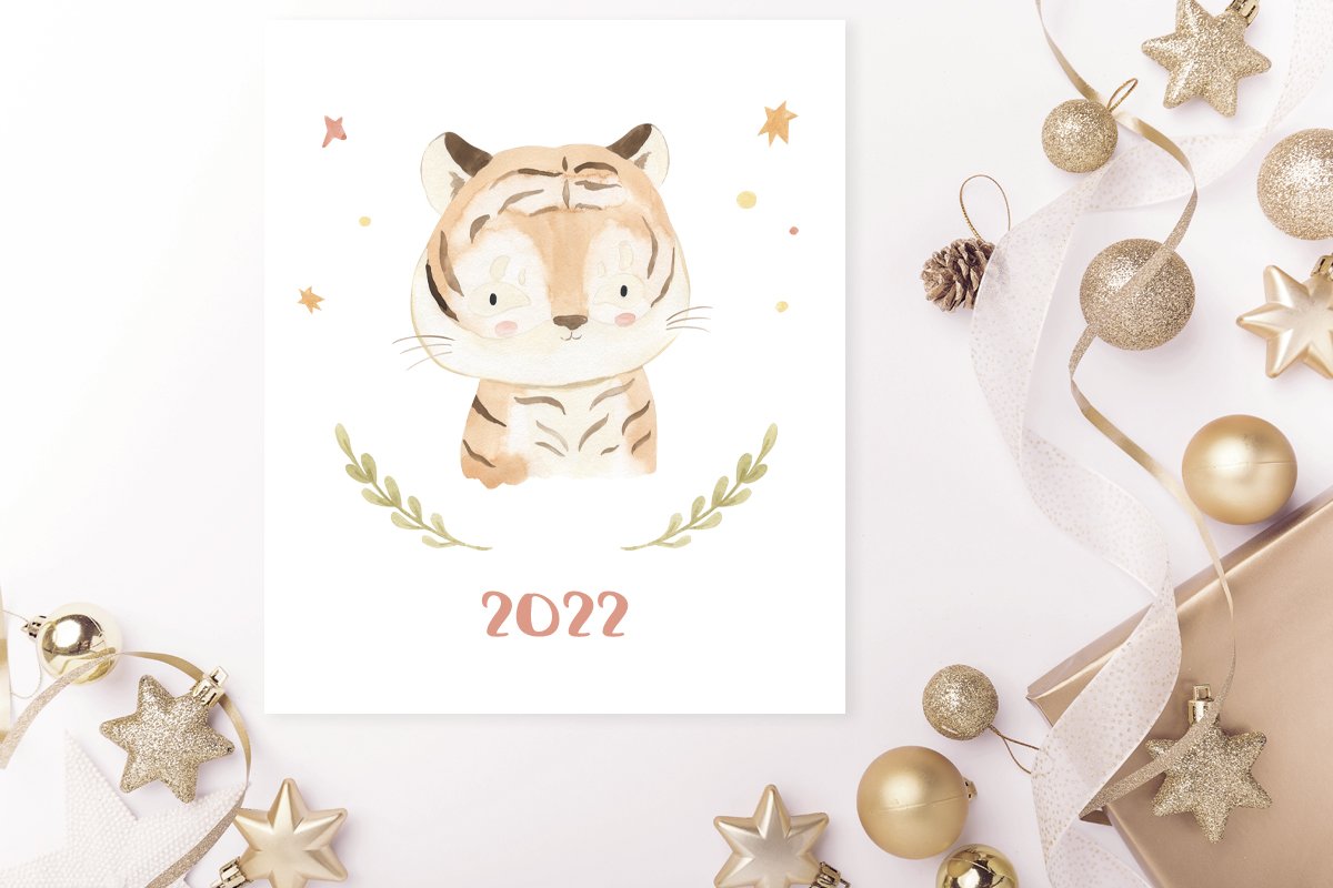 12 Cute Tigers - Clip Art & Pattern.