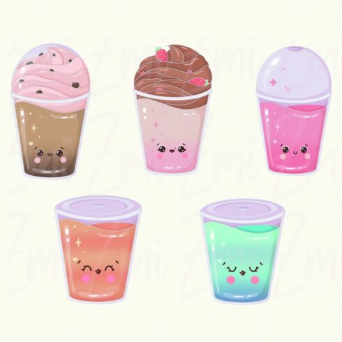 Cute Kawaii Drinks Bubble Tea Illustration PNG - MasterBundles