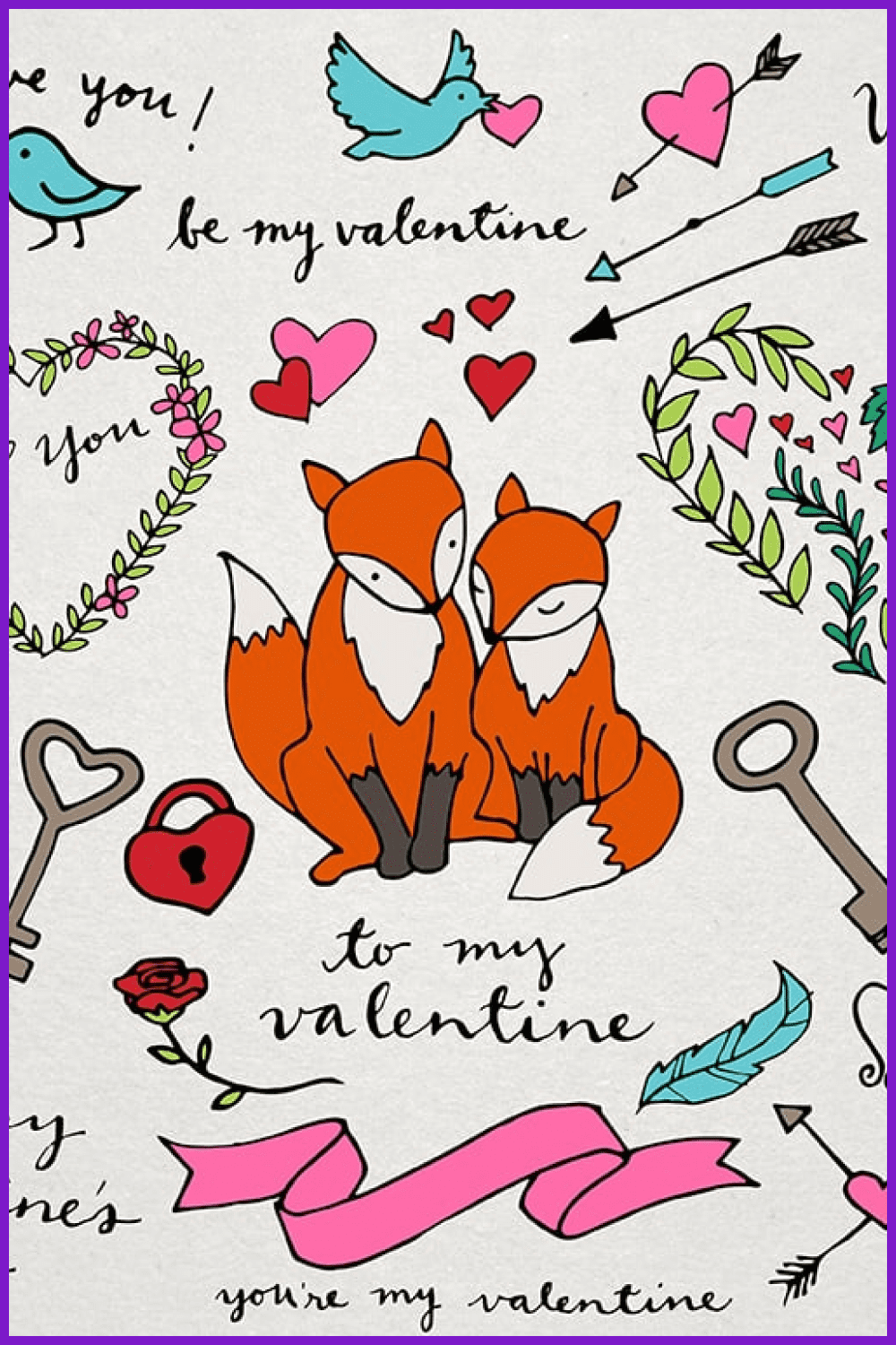 55 Valentine’s Day Illustrations; Heart Clipart.