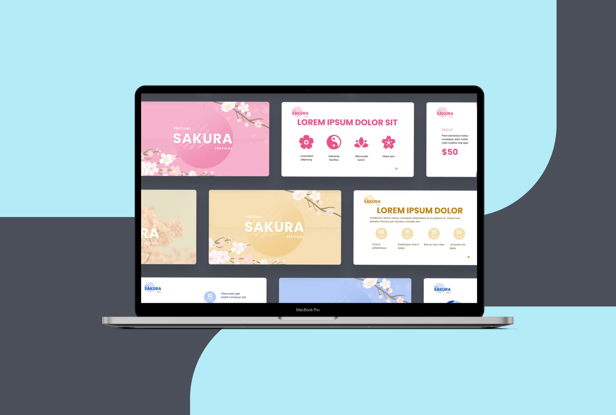 Laptop option of the Sakura Presentation Template.