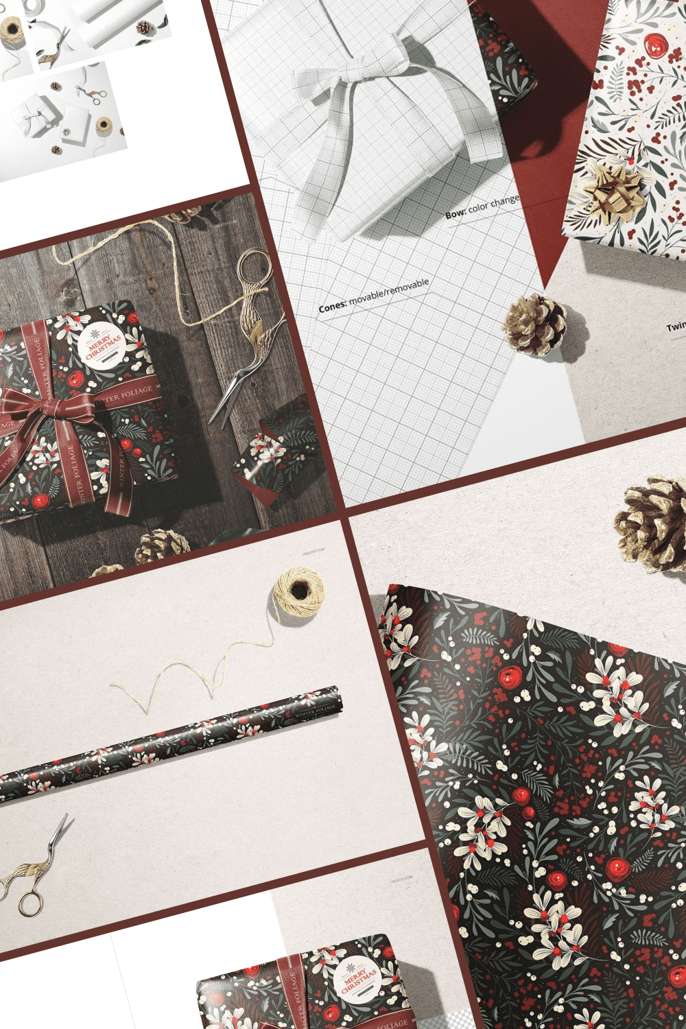 5 wrapping paper mockup set 1000h1500