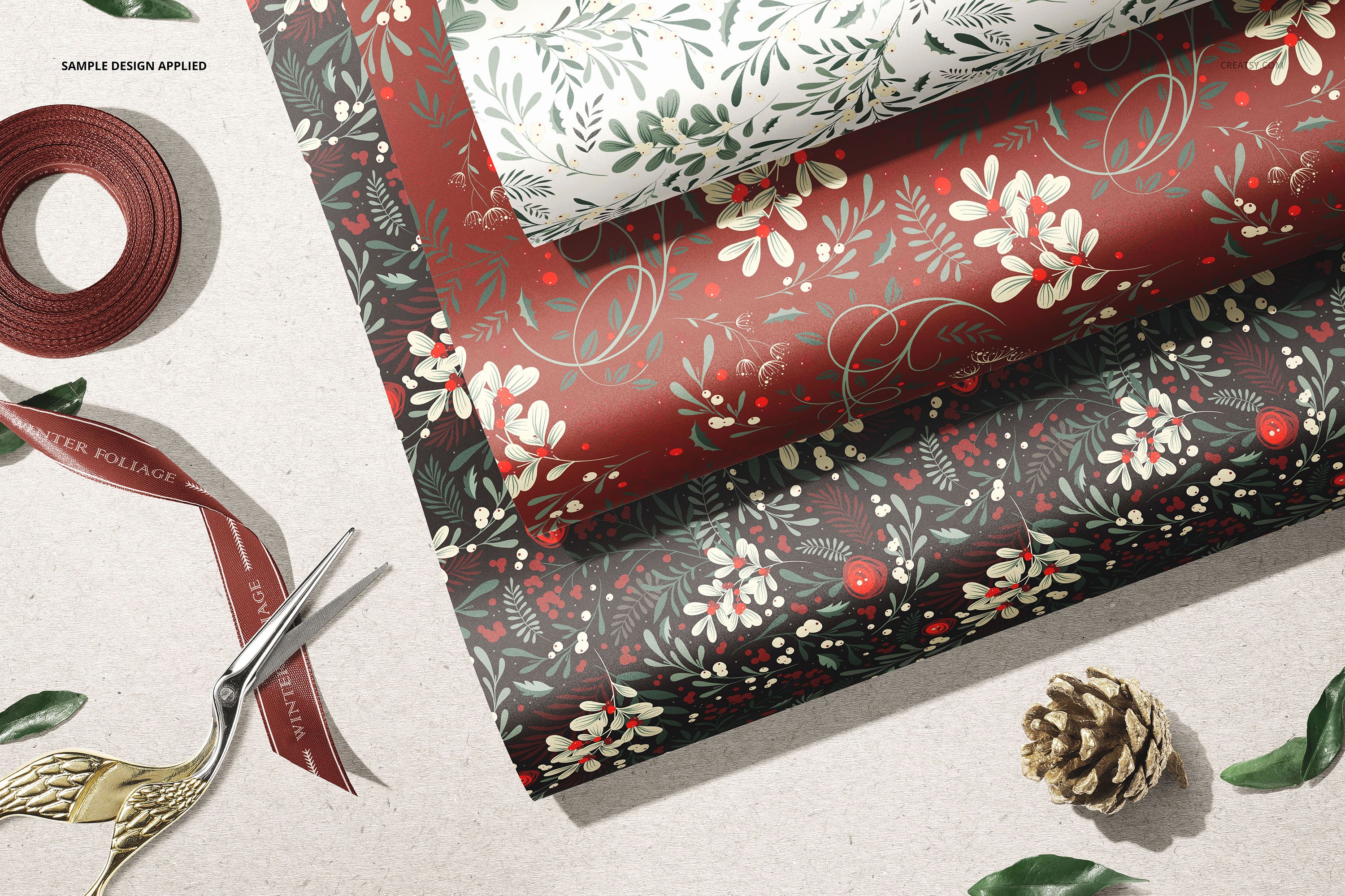 Dark wrapping paper collection in the small flowers.