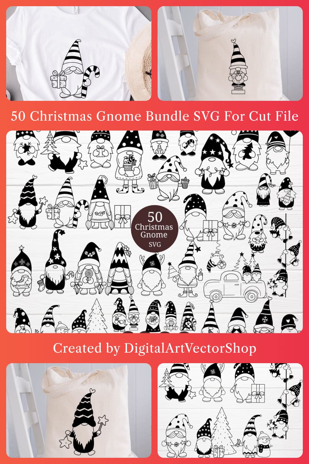 50 Christmas Gnome Bundle SVG For Cut File.