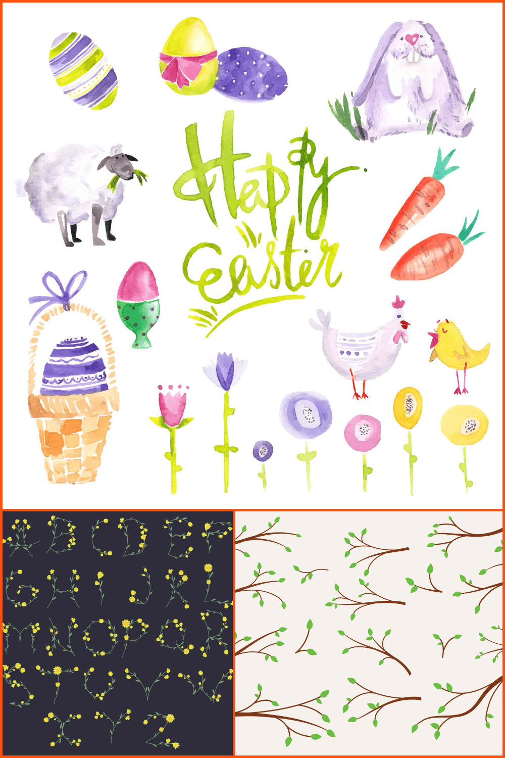Happy Easter Illustration Bundle.