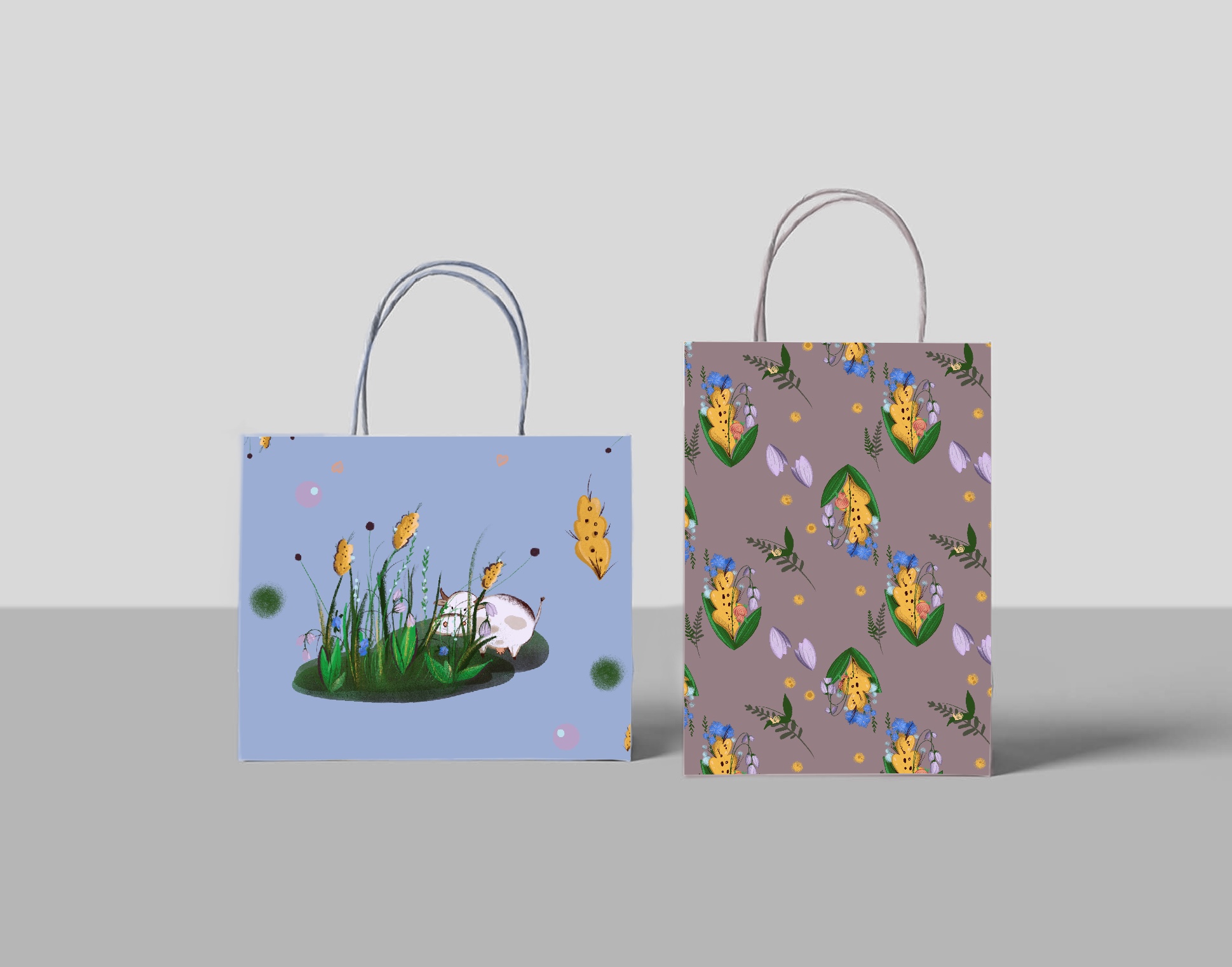 Spring set “Cow and wildflowers”