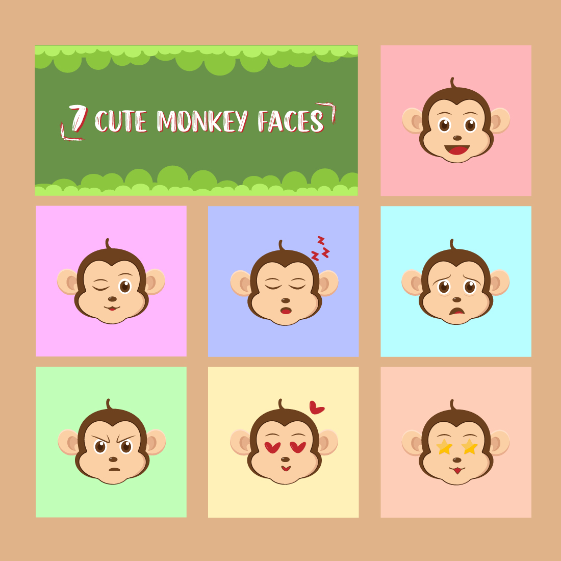 7 cute monkey faces 02