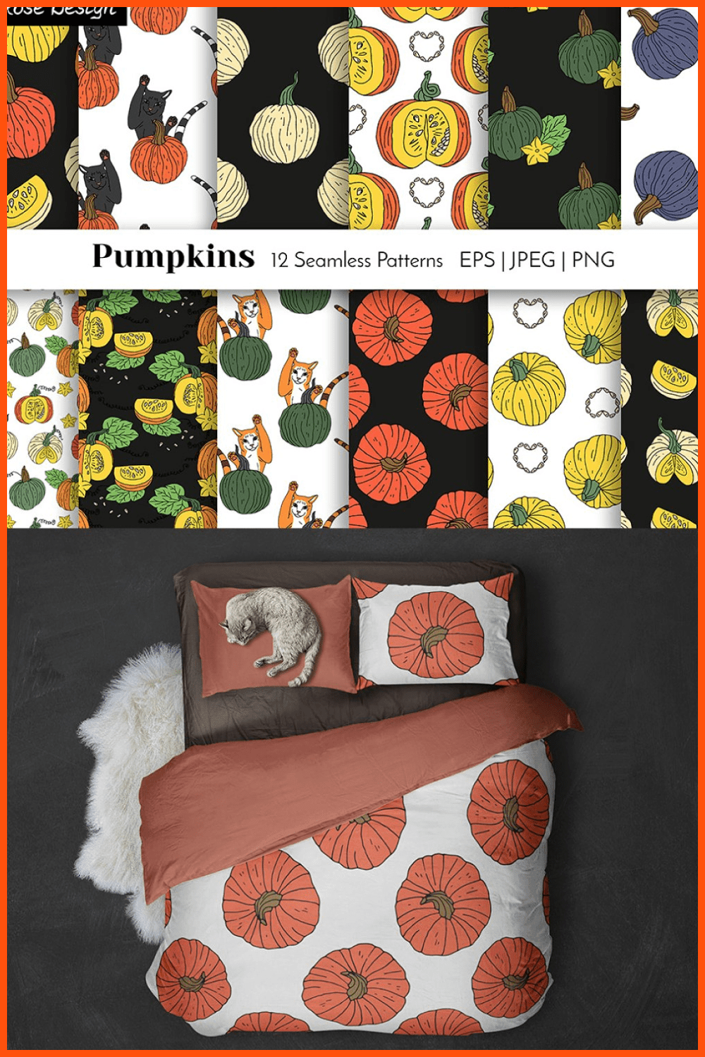 Fall Pumpkins Patterns and Elements.