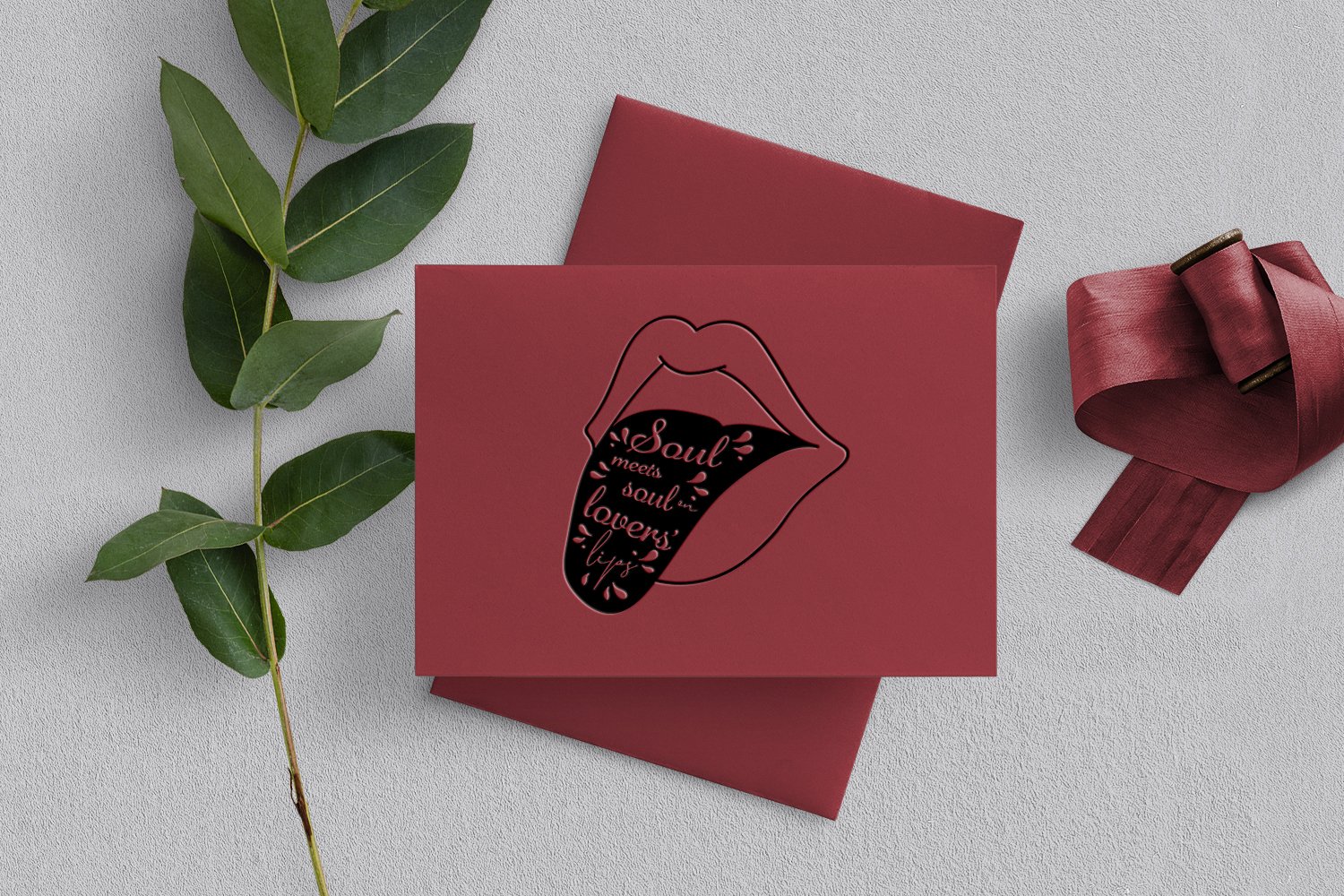 Red matt paper with lips.