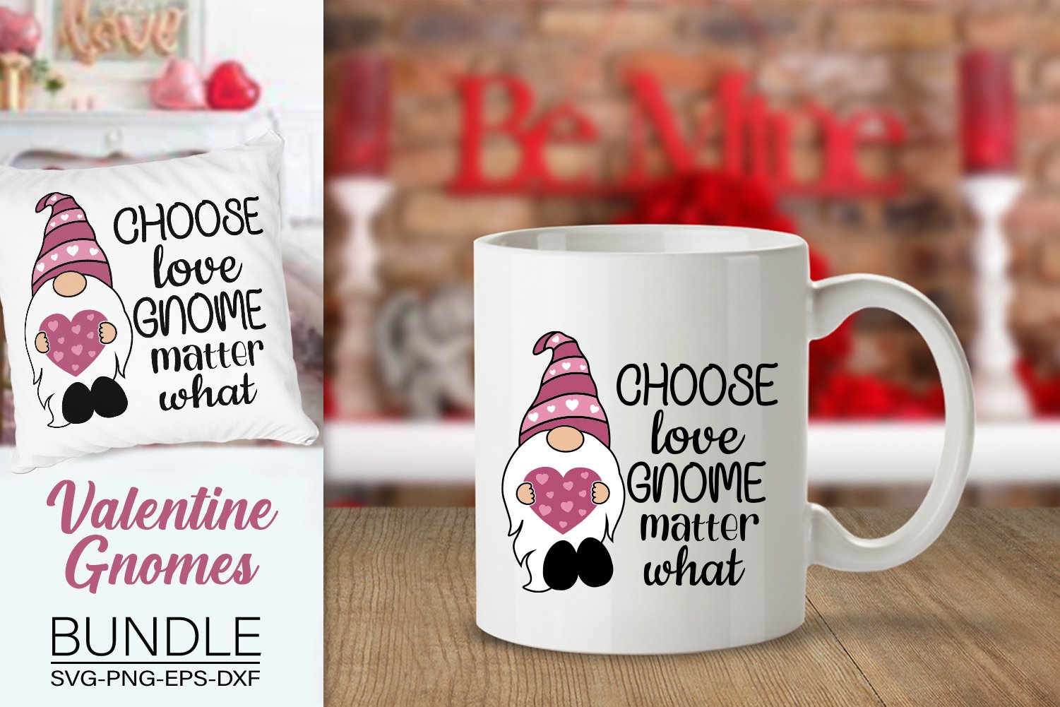 Classic white cup with pink gnome.