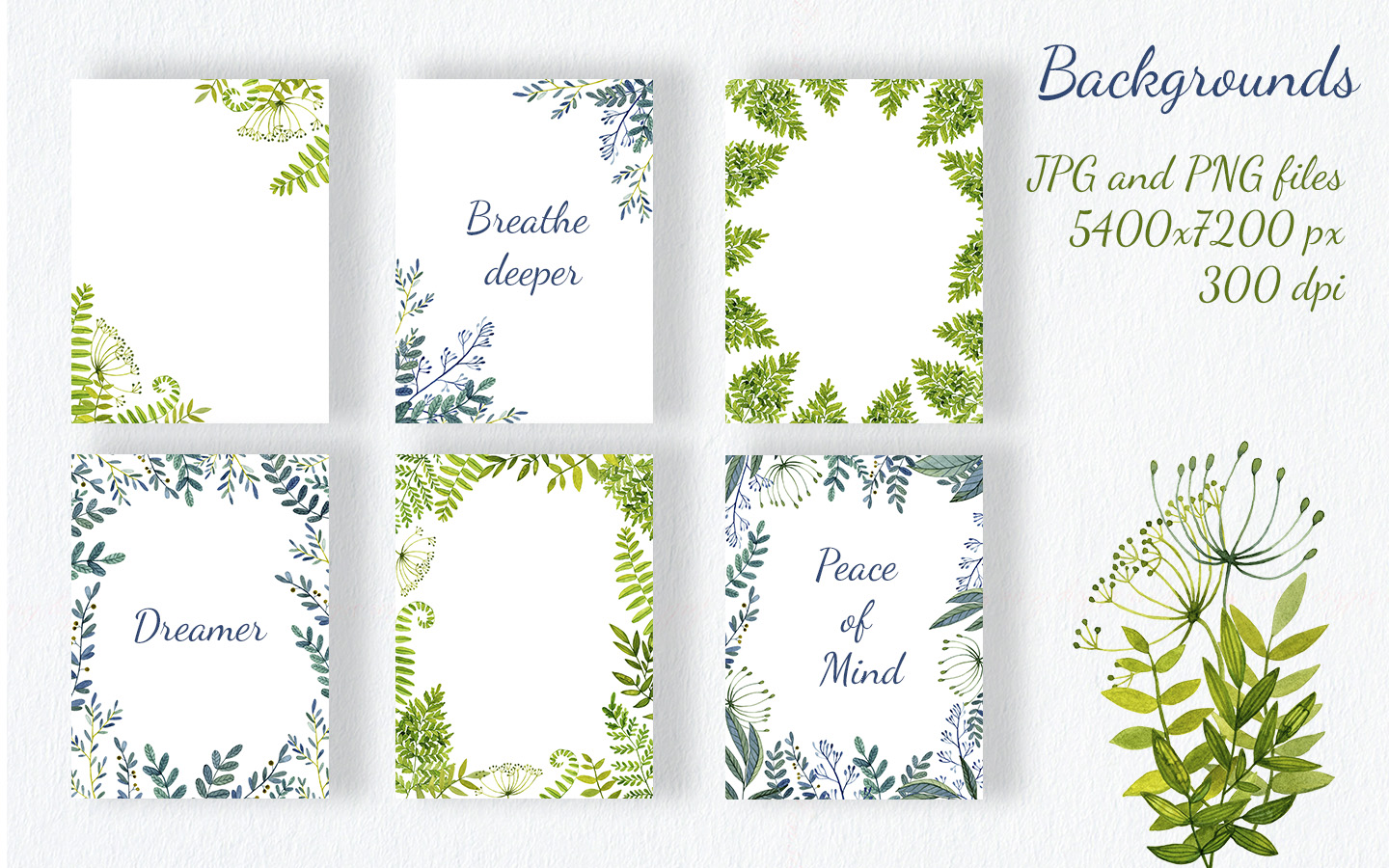 Forest herbs watercolor clipart