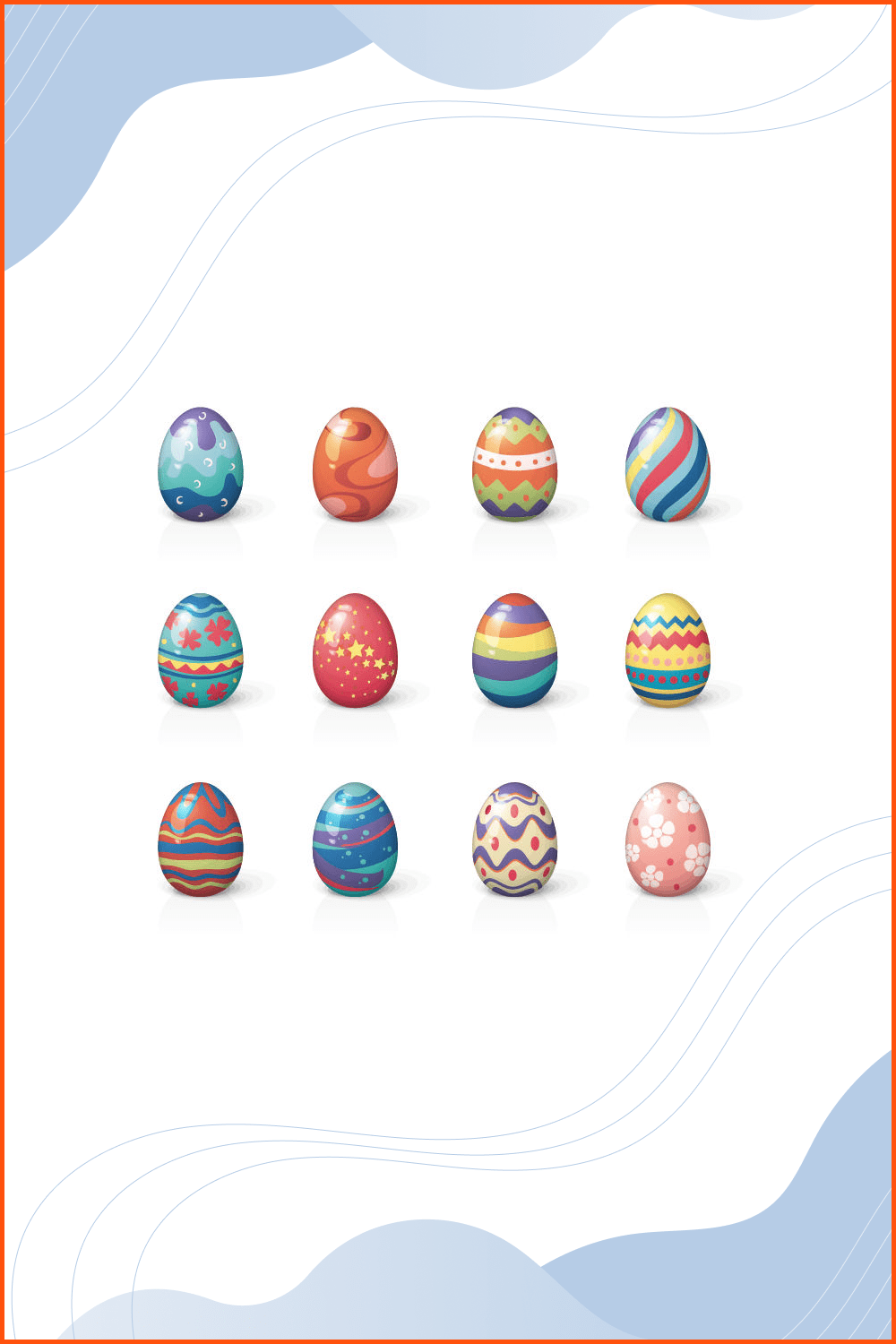 Set of twelve easter eggs.