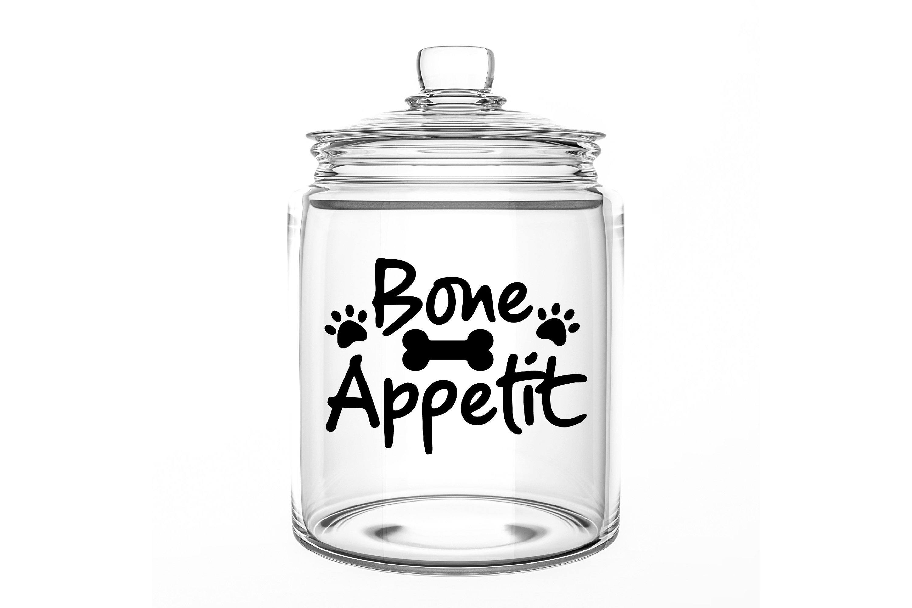 Transparent cup with bone.