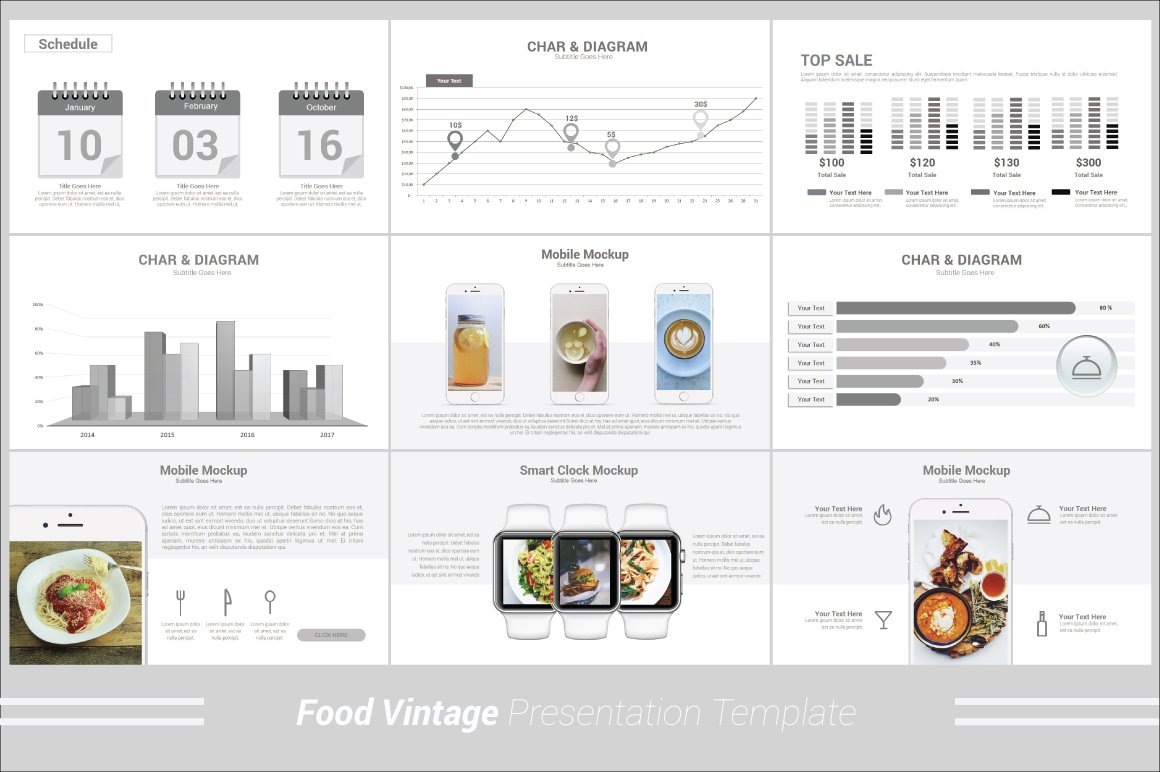 Presentation slides with tasty food images.