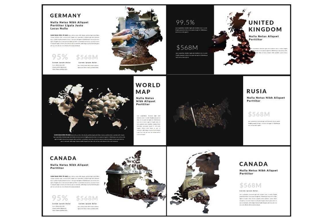 Illustrations with maps of the countries.