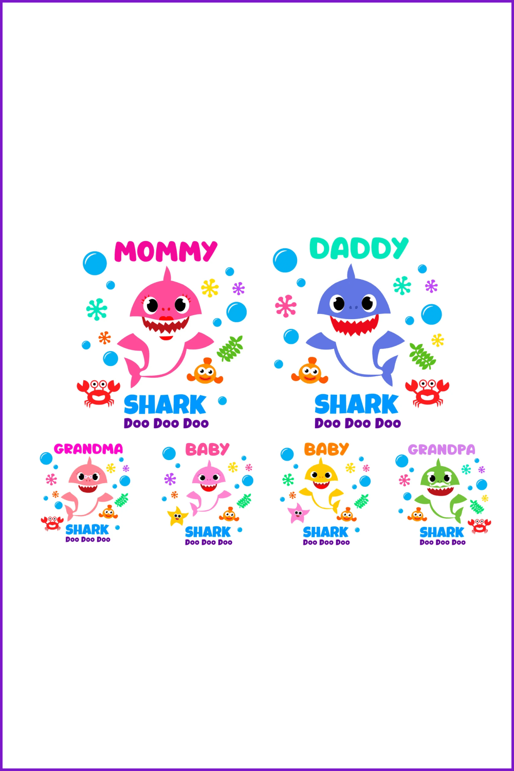 Layered Baby Shark Family SVG.