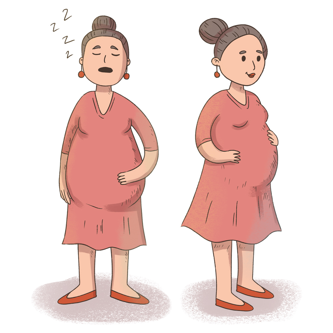 Set of 11 characters. Pregnant woman. PSD