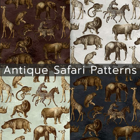 Antique Safari Patterns and Clipart.