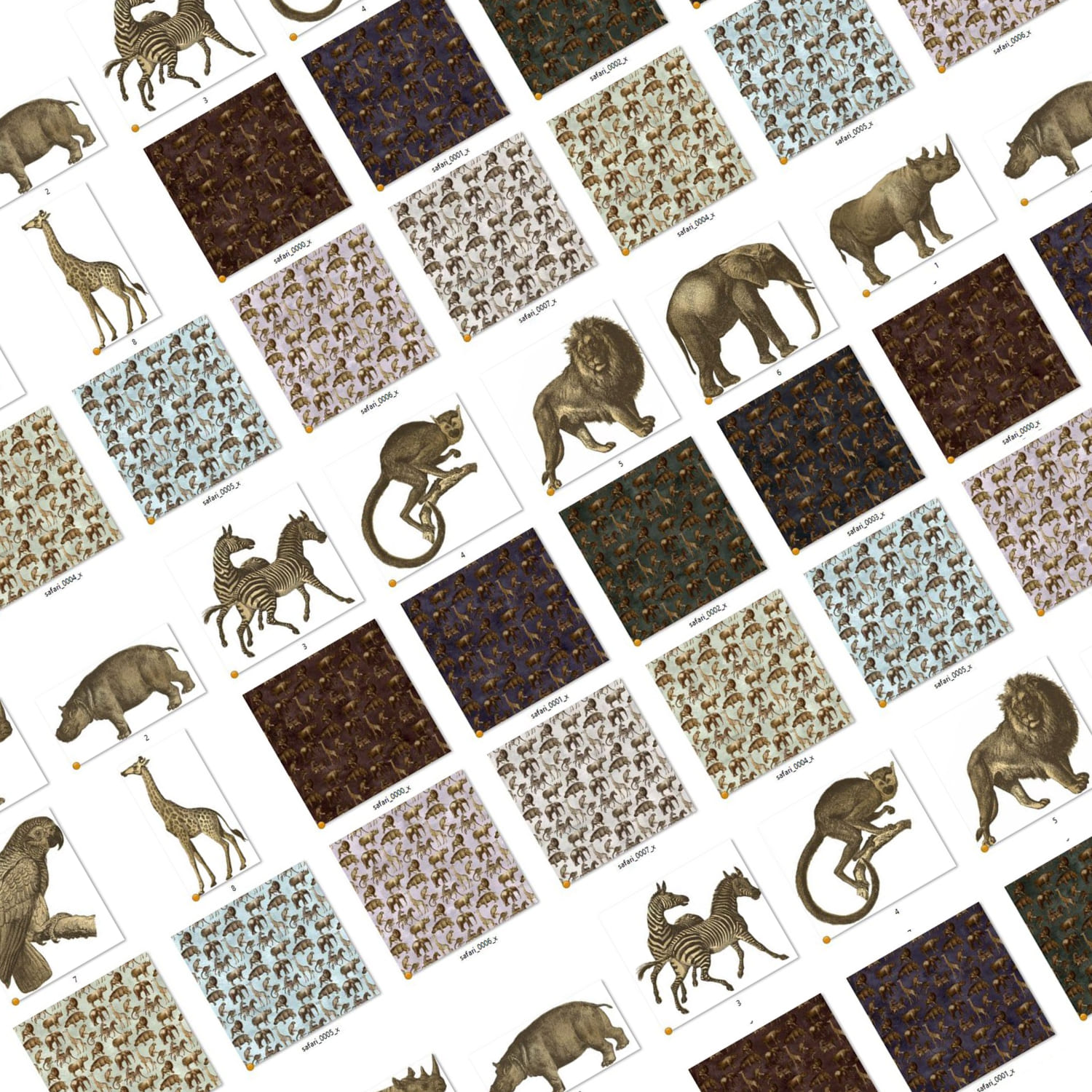 Antique Safari Patterns and Clipart cover.
