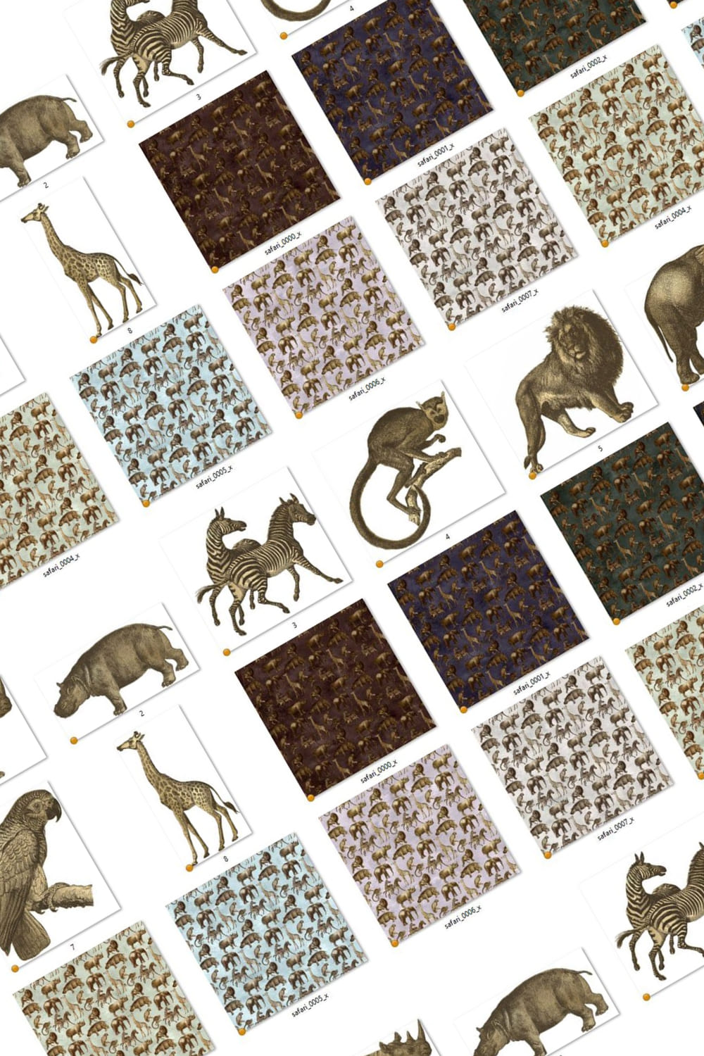 Antique Safari Patterns and Clipart.