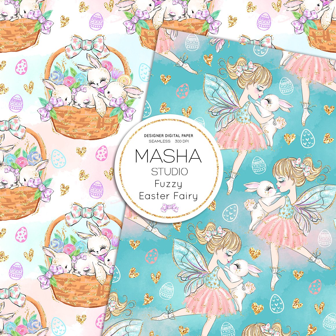 Fuzzy Easter Fairy Digital Papers.