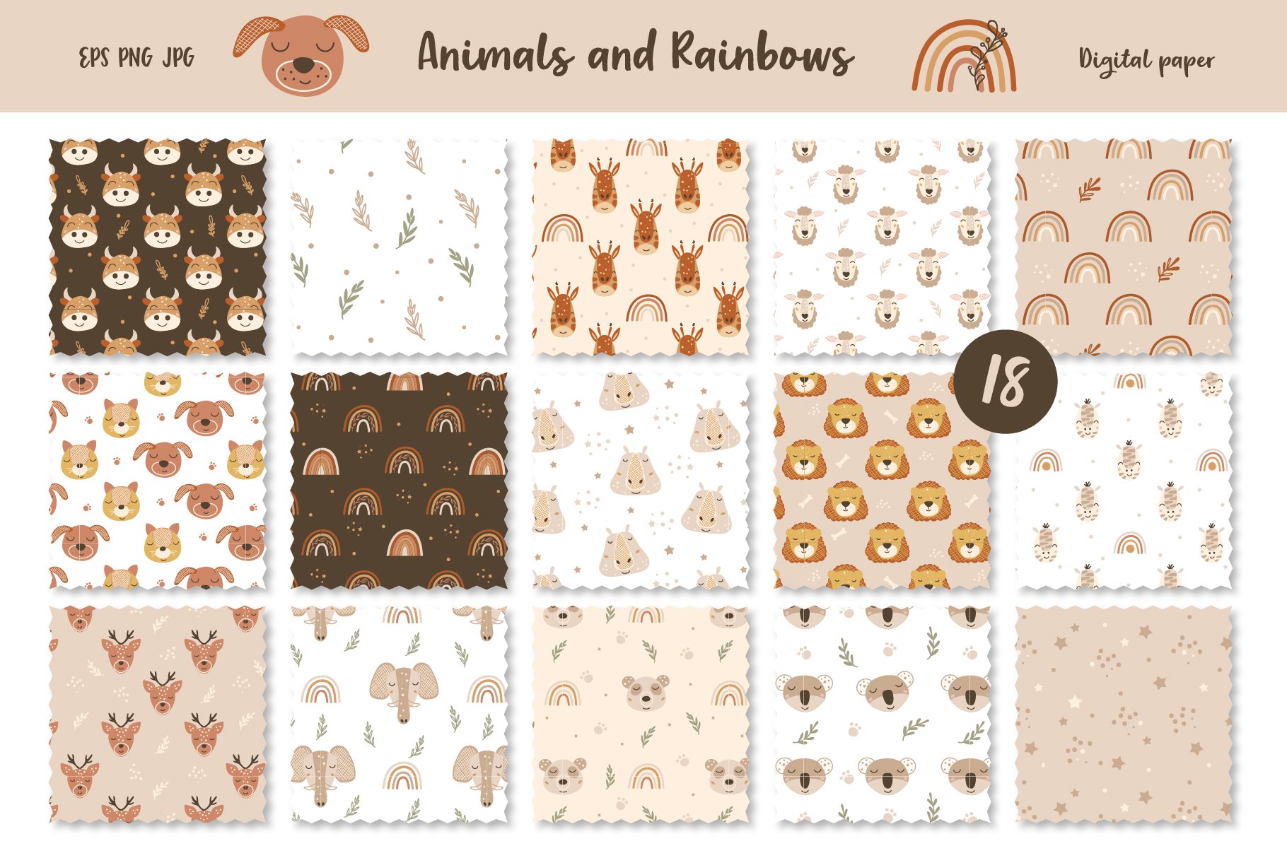 Baby Animals and Rainbows - Patterns.